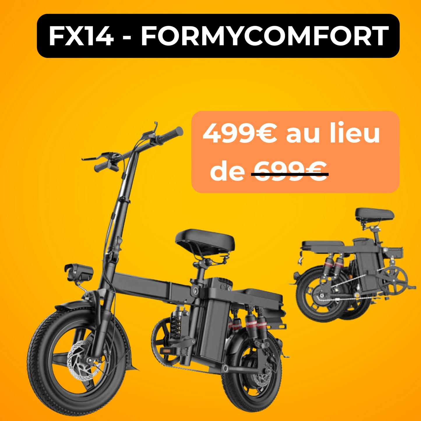 FX14 – Pliable, 500W, Autonomie 80km – Avec 2 Modes de Vitesse : 25 et 45 km/h